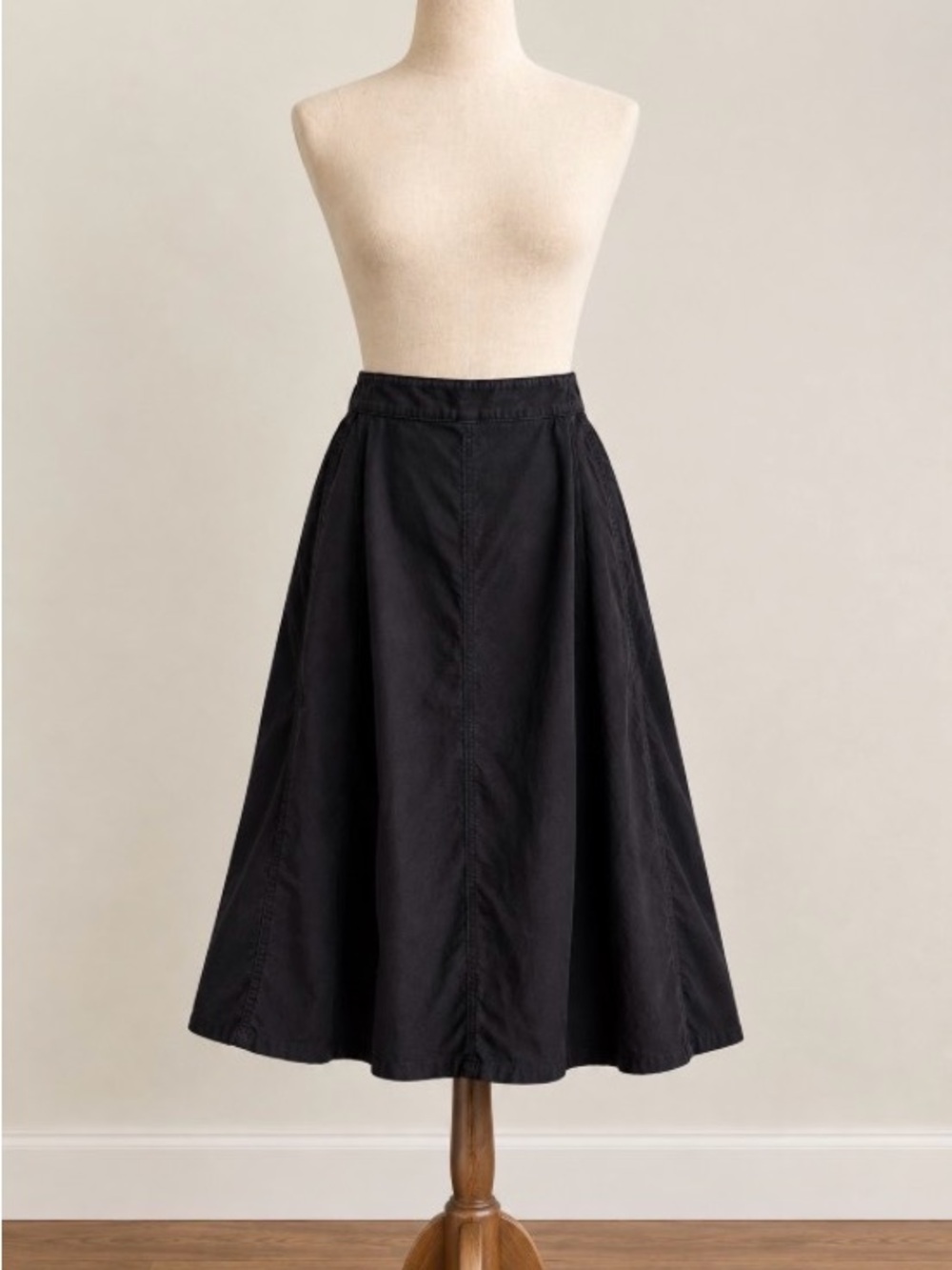 L.L. Bean Black A-Line Cotton Skirt
